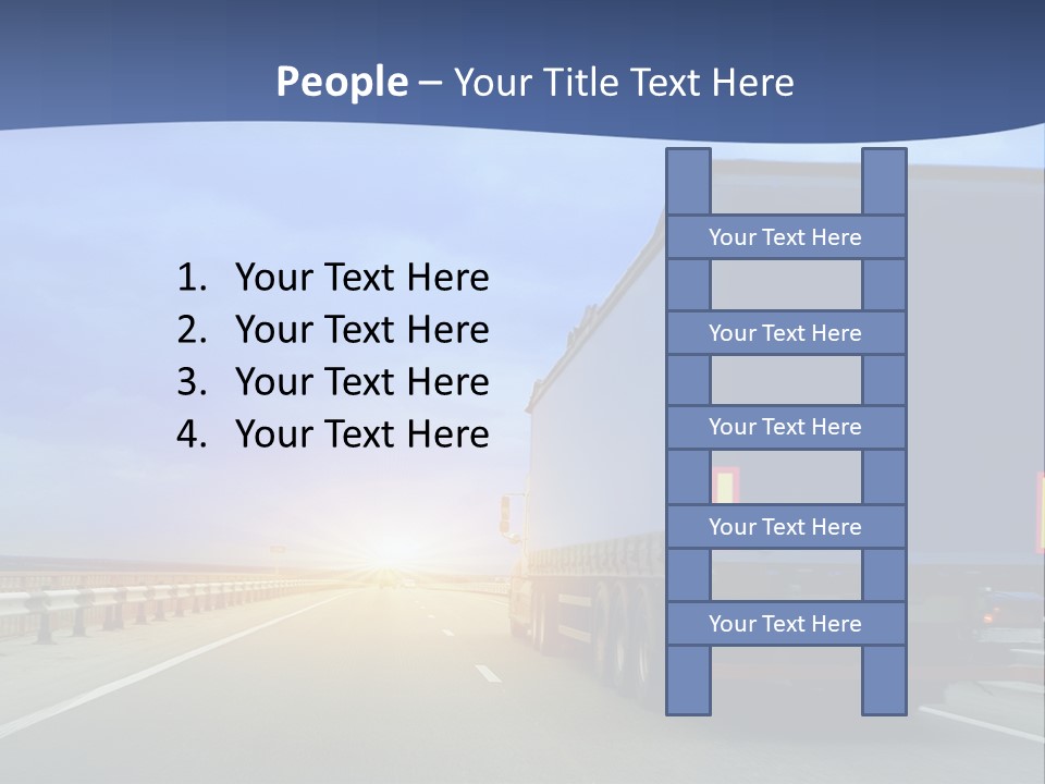 A Semi Truck Driving Down A Highway At Sunset PowerPoint Template