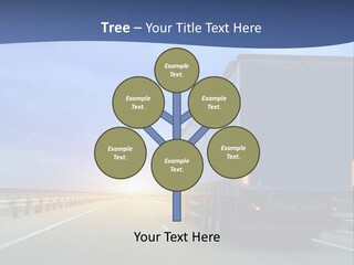 A Semi Truck Driving Down A Highway At Sunset PowerPoint Template