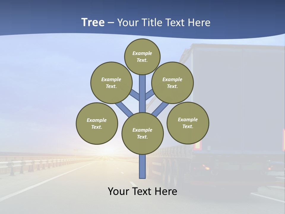 A Semi Truck Driving Down A Highway At Sunset PowerPoint Template
