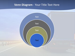 A Semi Truck Driving Down A Highway At Sunset PowerPoint Template