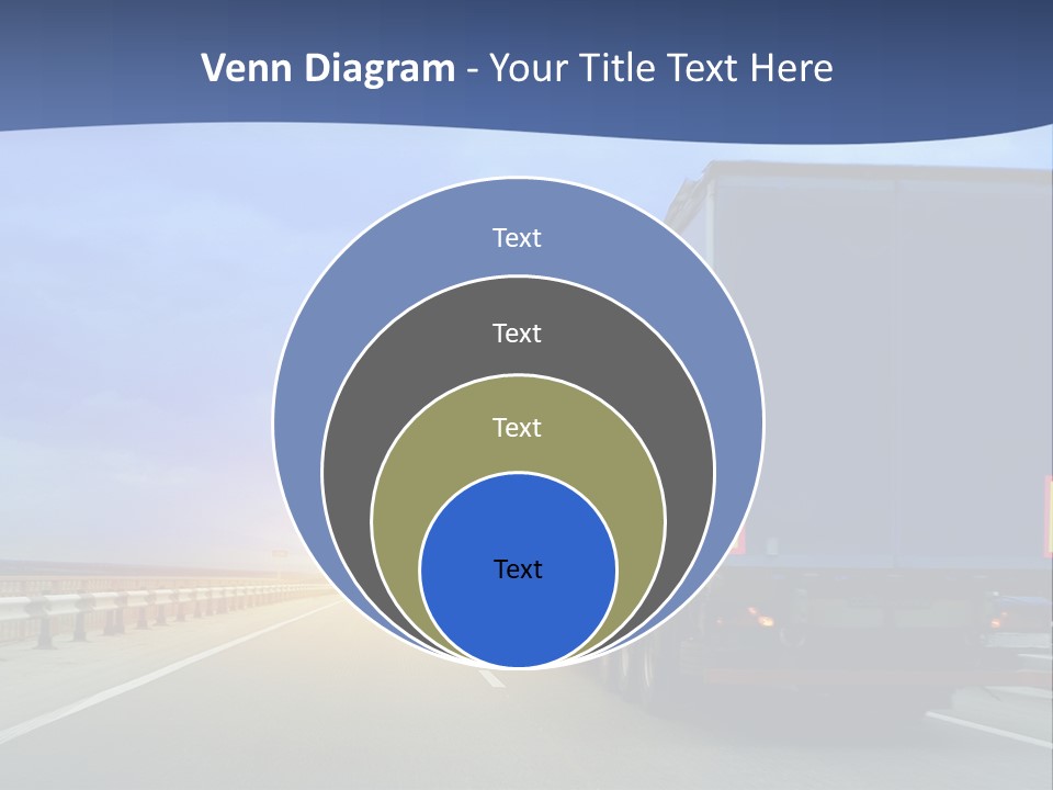 A Semi Truck Driving Down A Highway At Sunset PowerPoint Template