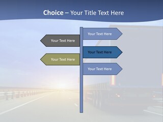 A Semi Truck Driving Down A Highway At Sunset PowerPoint Template