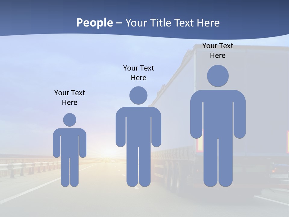 A Semi Truck Driving Down A Highway At Sunset PowerPoint Template