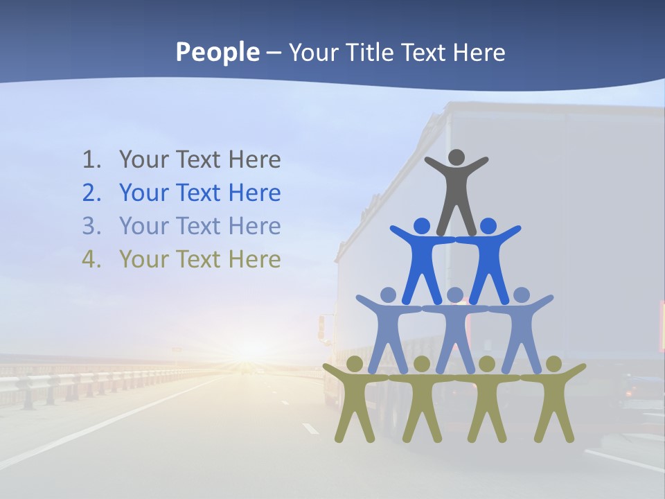 A Semi Truck Driving Down A Highway At Sunset PowerPoint Template