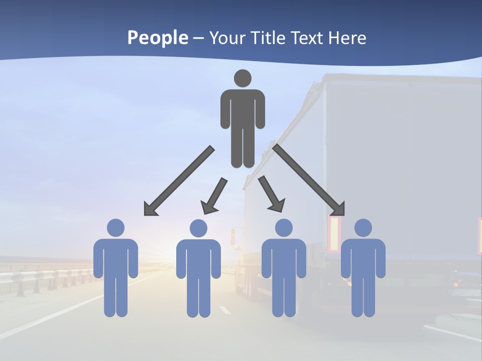 A Semi Truck Driving Down A Highway At Sunset PowerPoint Template