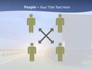 A Semi Truck Driving Down A Highway At Sunset PowerPoint Template