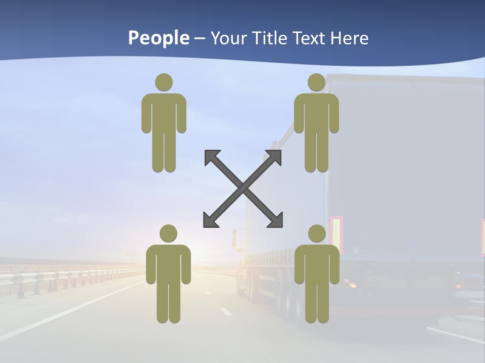 A Semi Truck Driving Down A Highway At Sunset PowerPoint Template