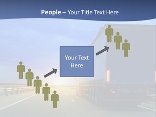 A Semi Truck Driving Down A Highway At Sunset PowerPoint Template
