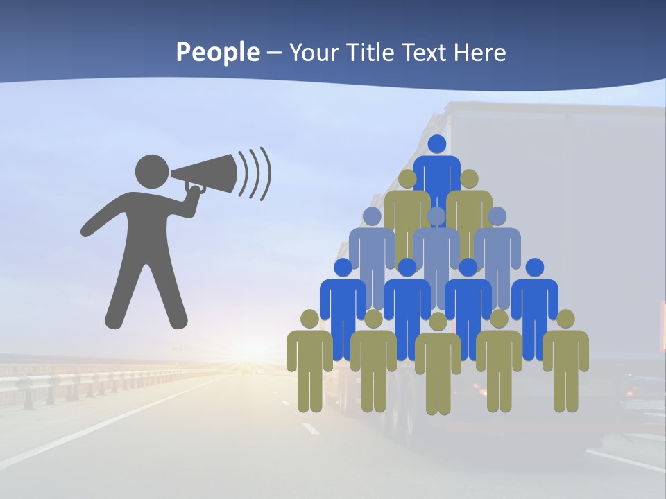 A Semi Truck Driving Down A Highway At Sunset PowerPoint Template