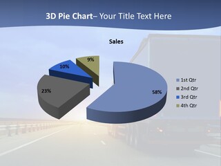 A Semi Truck Driving Down A Highway At Sunset PowerPoint Template