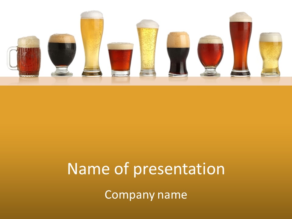 Various Glasses Of Different Beers, Isolated On White PowerPoint Template