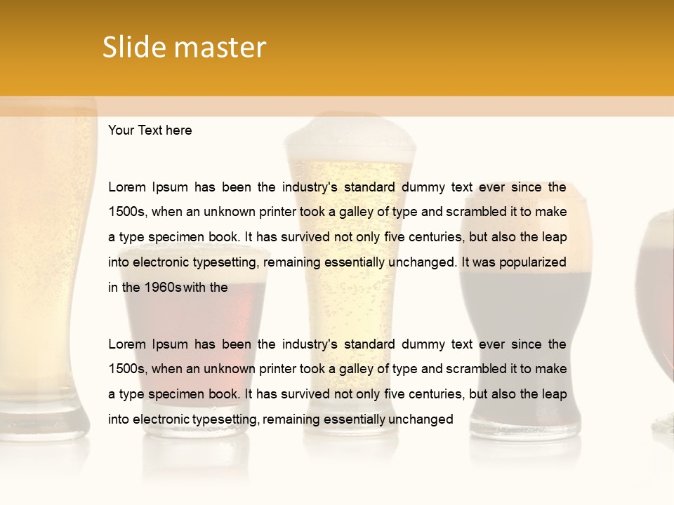 Various Glasses Of Different Beers, Isolated On White PowerPoint Template