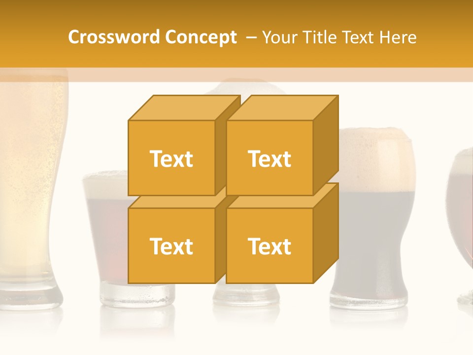 Various Glasses Of Different Beers, Isolated On White PowerPoint Template