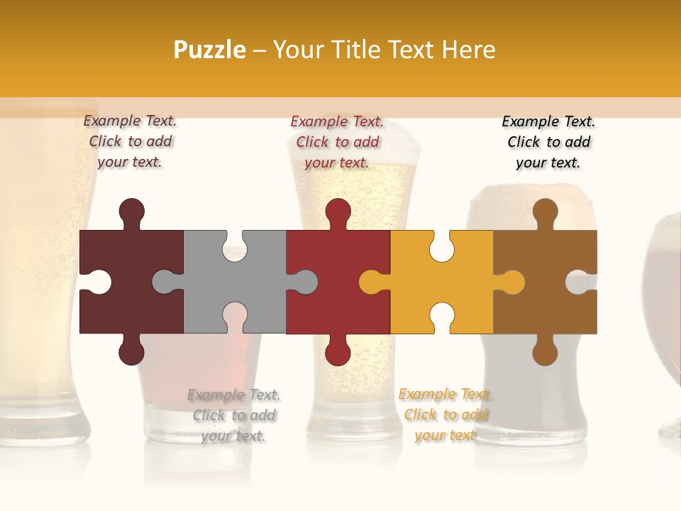 Various Glasses Of Different Beers, Isolated On White PowerPoint Template