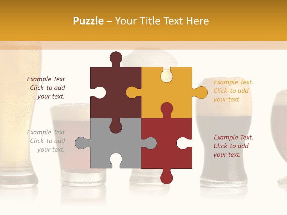 Various Glasses Of Different Beers, Isolated On White PowerPoint Template