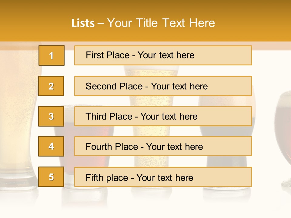 Various Glasses Of Different Beers, Isolated On White PowerPoint Template