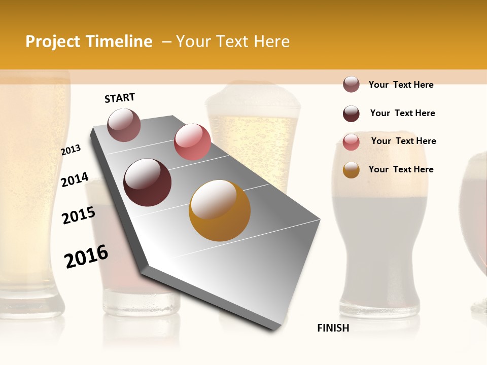 Various Glasses Of Different Beers, Isolated On White PowerPoint Template