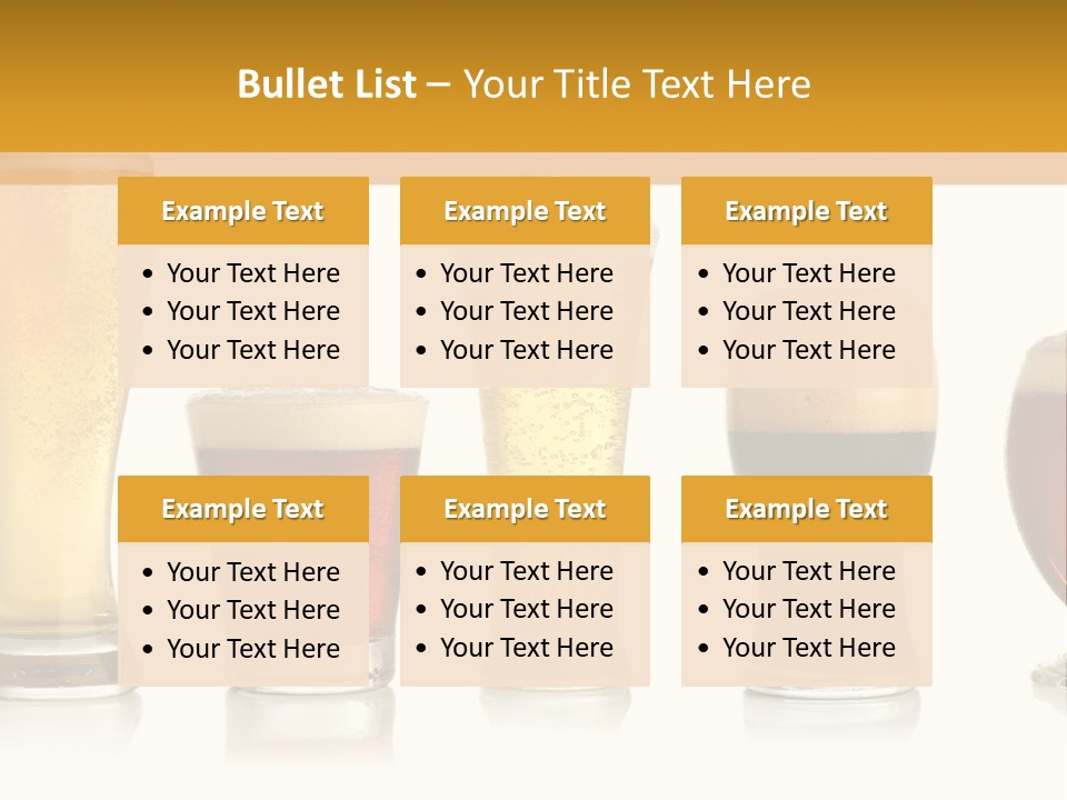 Various Glasses Of Different Beers, Isolated On White PowerPoint Template