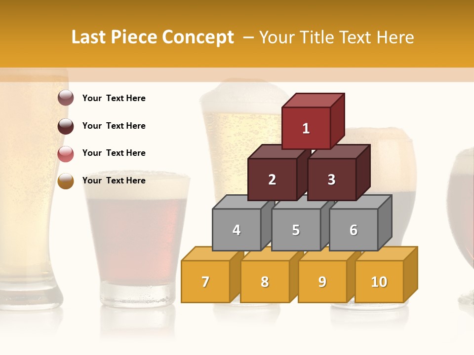 Various Glasses Of Different Beers, Isolated On White PowerPoint Template