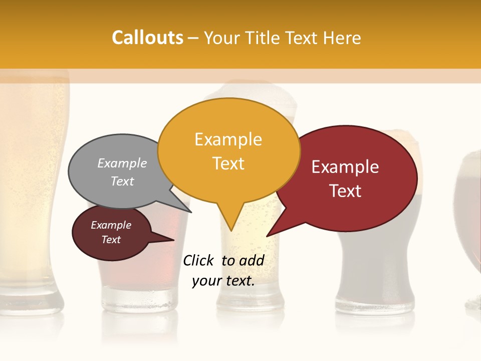 Various Glasses Of Different Beers, Isolated On White PowerPoint Template