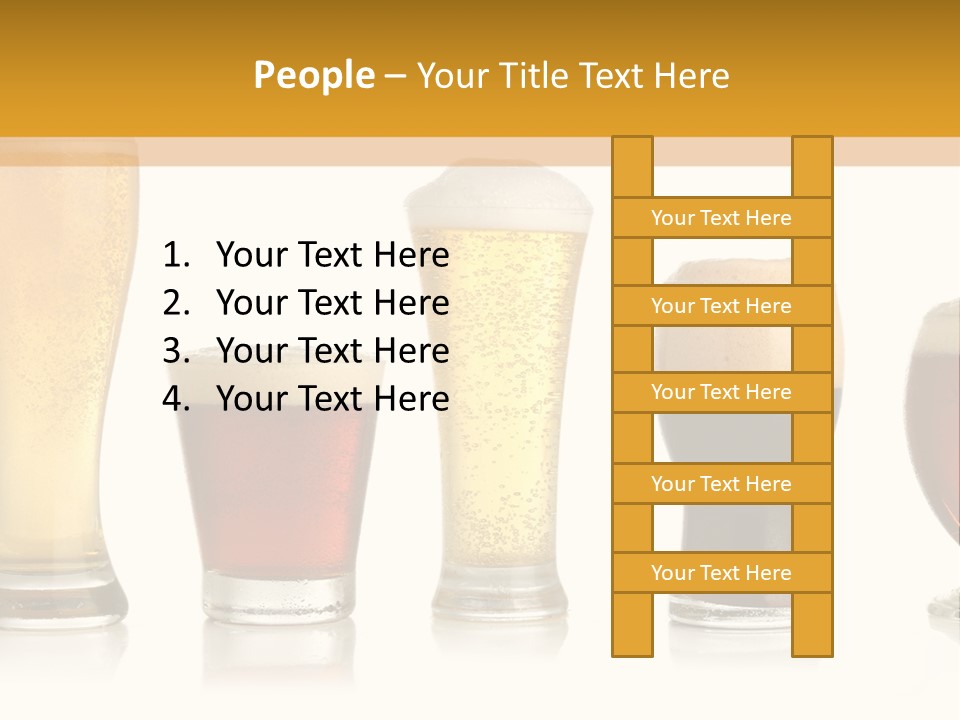 Various Glasses Of Different Beers, Isolated On White PowerPoint Template