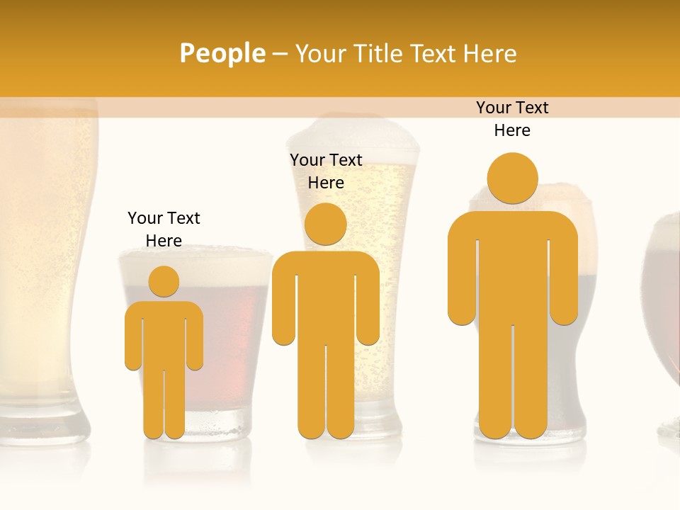 Various Glasses Of Different Beers, Isolated On White PowerPoint Template