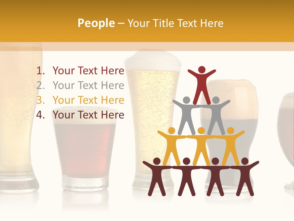 Various Glasses Of Different Beers, Isolated On White PowerPoint Template