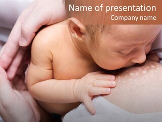 Breastfeeding. Young Mother Feeding Cute Newborn Baby PowerPoint Template