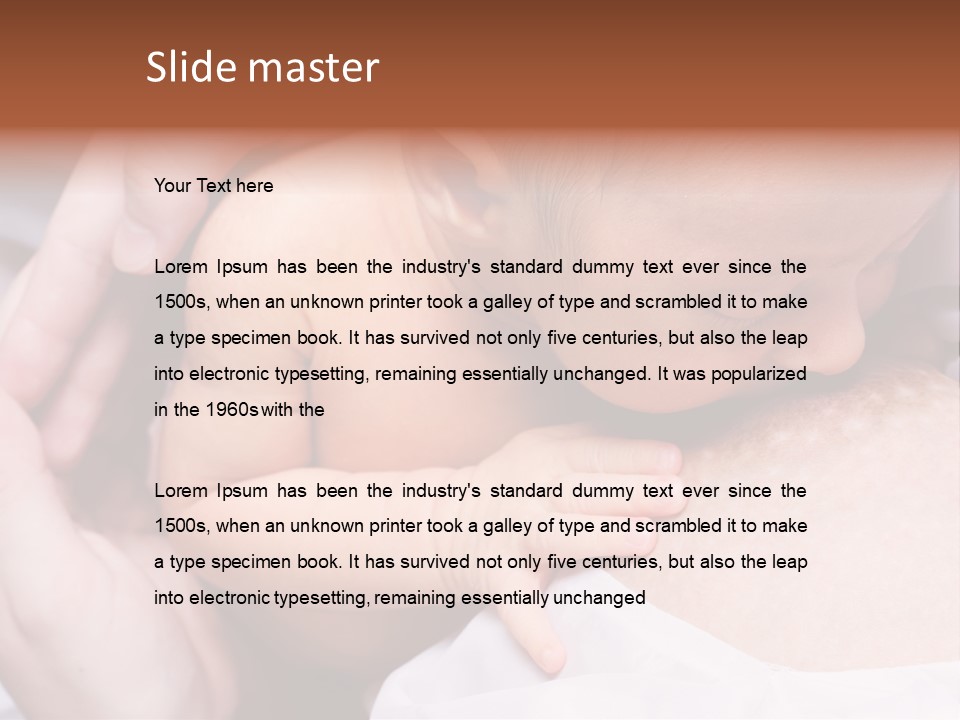 Breastfeeding. Young Mother Feeding Cute Newborn Baby PowerPoint Template