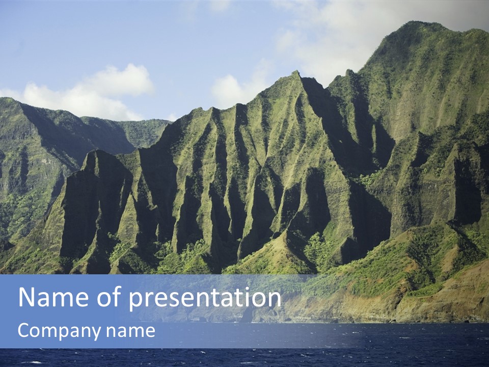 Horizontal View Of Kauai's Famous Na Pali Coast, Inaccessible By Road. PowerPoint Template