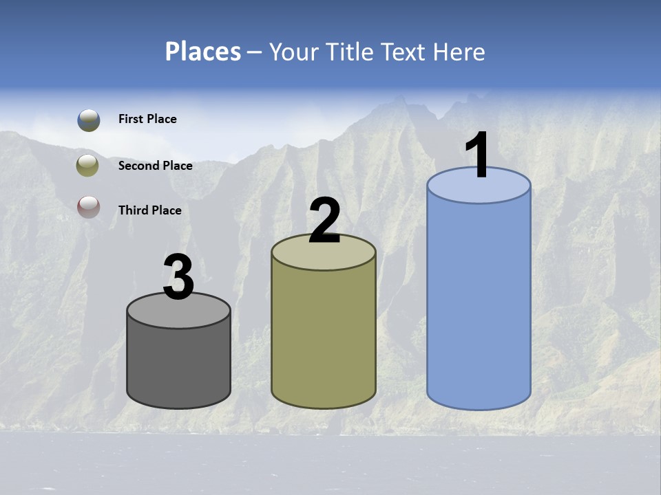Horizontal View Of Kauai's Famous Na Pali Coast, Inaccessible By Road. PowerPoint Template