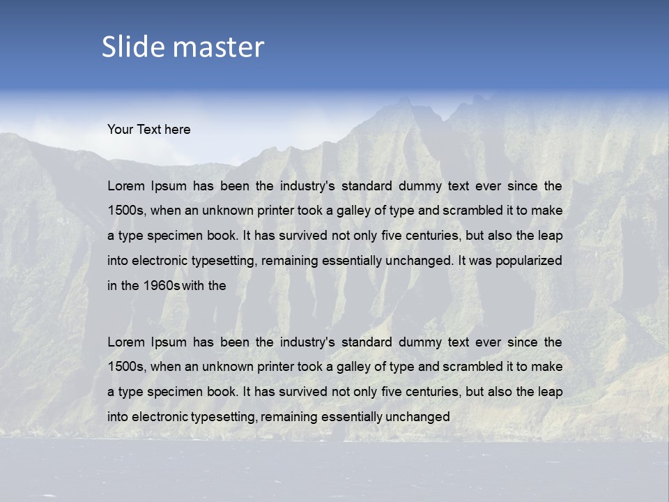 Horizontal View Of Kauai's Famous Na Pali Coast, Inaccessible By Road. PowerPoint Template
