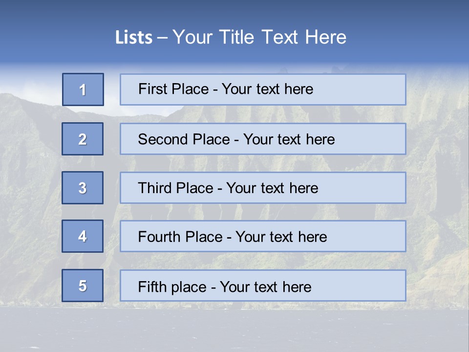 Horizontal View Of Kauai's Famous Na Pali Coast, Inaccessible By Road. PowerPoint Template