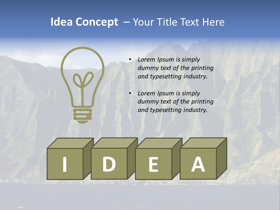 Horizontal View Of Kauai's Famous Na Pali Coast, Inaccessible By Road. PowerPoint Template