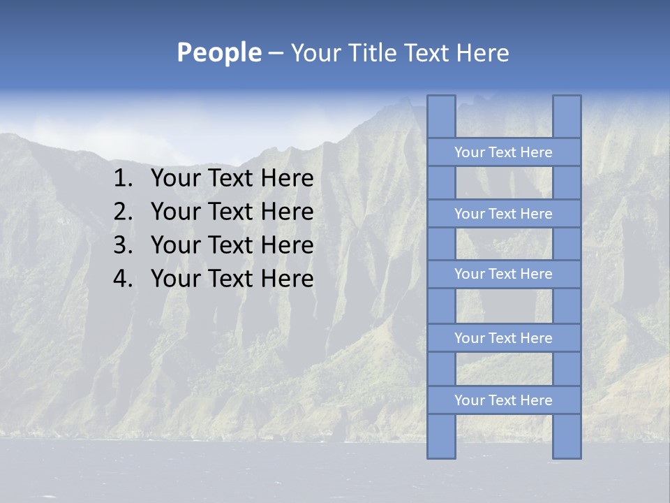 Horizontal View Of Kauai's Famous Na Pali Coast, Inaccessible By Road. PowerPoint Template