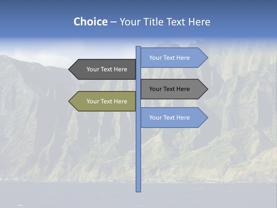 Horizontal View Of Kauai's Famous Na Pali Coast, Inaccessible By Road. PowerPoint Template