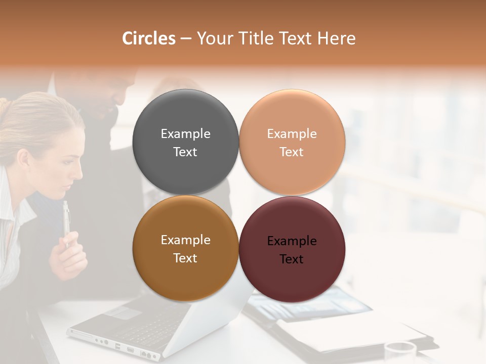 A Group Of Business People Looking At A Laptop PowerPoint Template