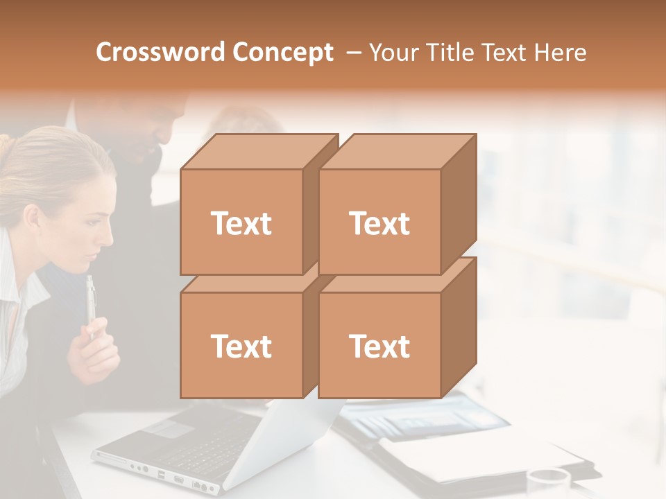 A Group Of Business People Looking At A Laptop PowerPoint Template