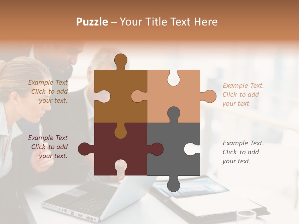 A Group Of Business People Looking At A Laptop PowerPoint Template