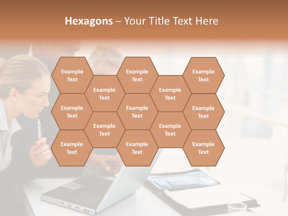 A Group Of Business People Looking At A Laptop PowerPoint Template