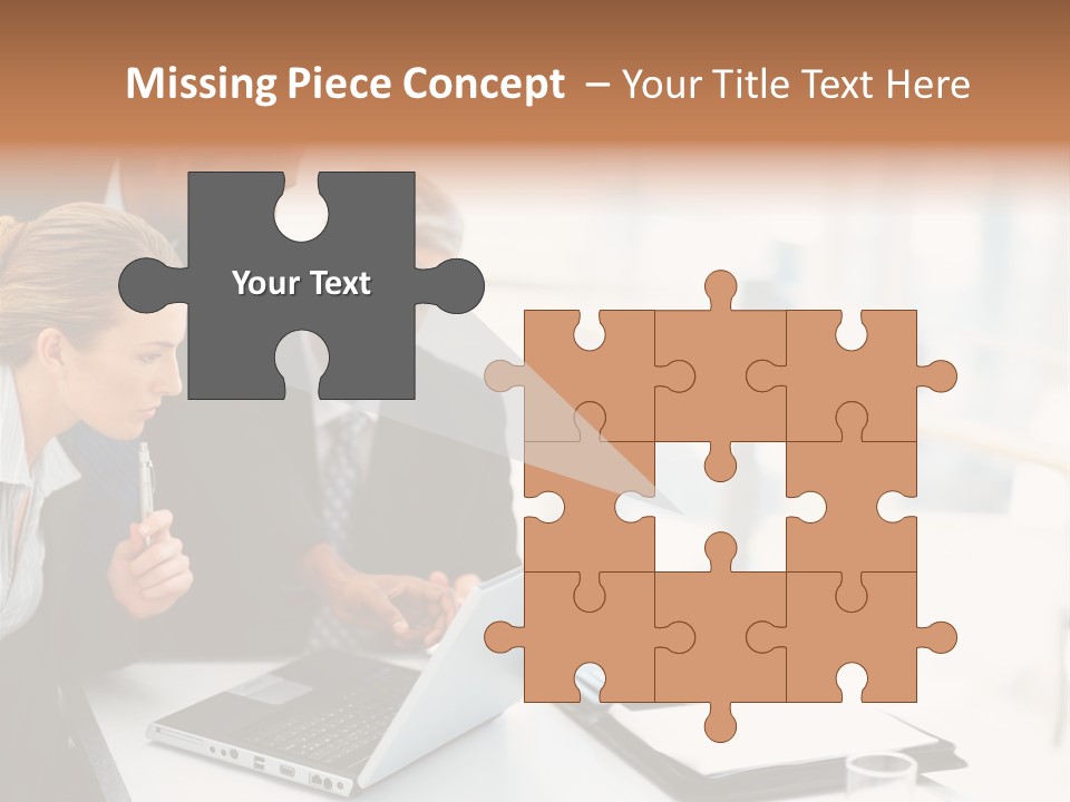 A Group Of Business People Looking At A Laptop PowerPoint Template