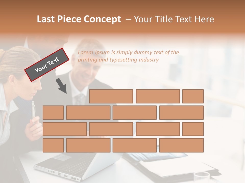 A Group Of Business People Looking At A Laptop PowerPoint Template