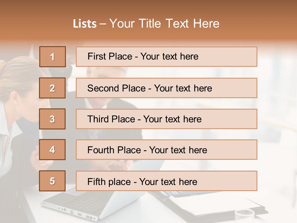 A Group Of Business People Looking At A Laptop PowerPoint Template