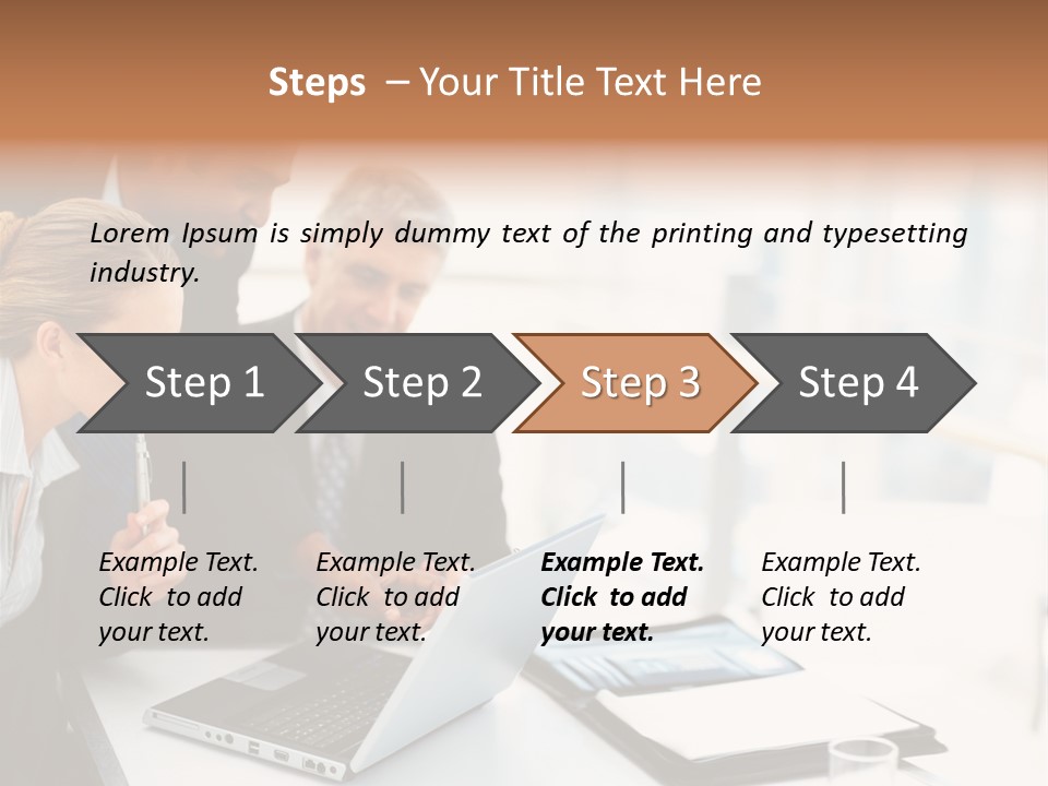 A Group Of Business People Looking At A Laptop PowerPoint Template