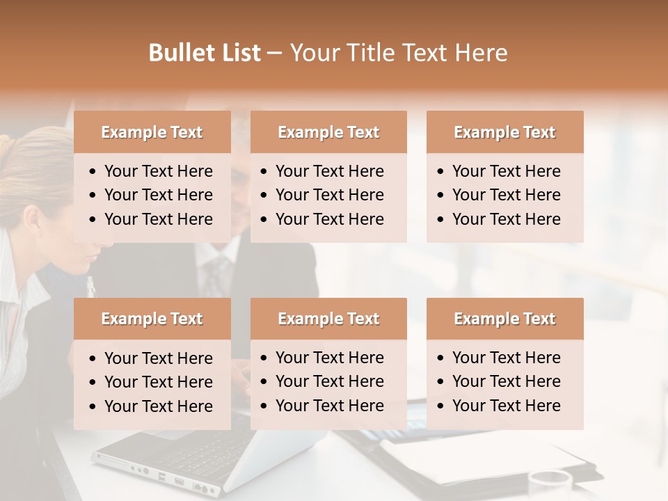 A Group Of Business People Looking At A Laptop PowerPoint Template