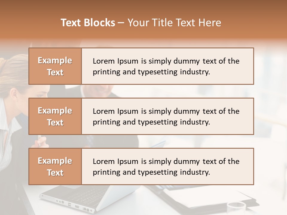 A Group Of Business People Looking At A Laptop PowerPoint Template