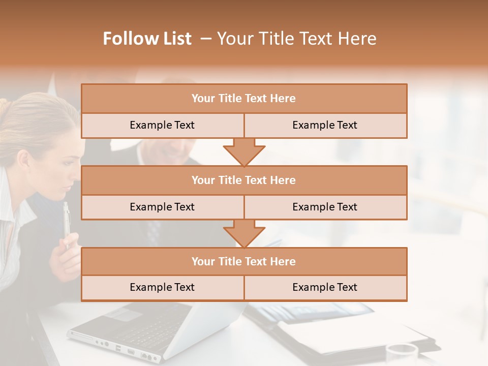 A Group Of Business People Looking At A Laptop PowerPoint Template