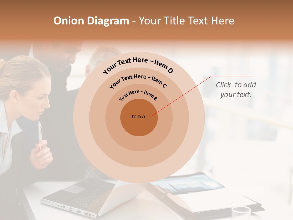 A Group Of Business People Looking At A Laptop PowerPoint Template