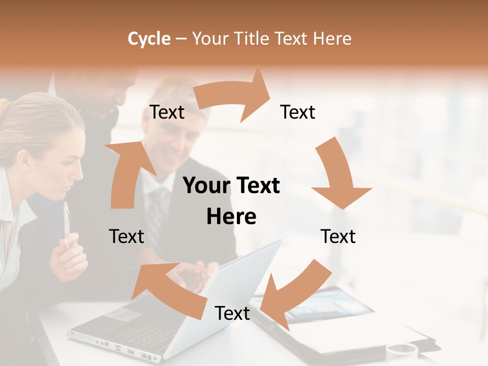 A Group Of Business People Looking At A Laptop PowerPoint Template