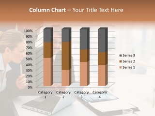 A Group Of Business People Looking At A Laptop PowerPoint Template